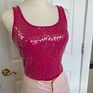 Hot Pink Old Navy Sequin Tank Top szM